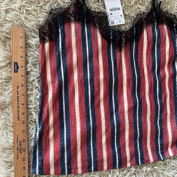 NWT! Zara Basic Sequin & Lace Striped Camisole women’s XL, stretch material. - Picture 9 of 15